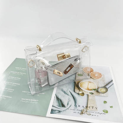 Gold Clear Jelly Satchel Bag