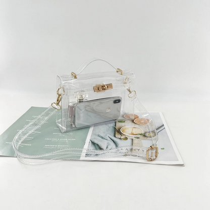 Gold Clear Jelly Satchel Bag