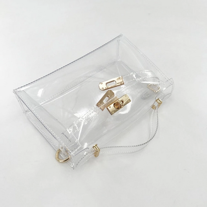 Gold Clear Jelly Satchel Bag