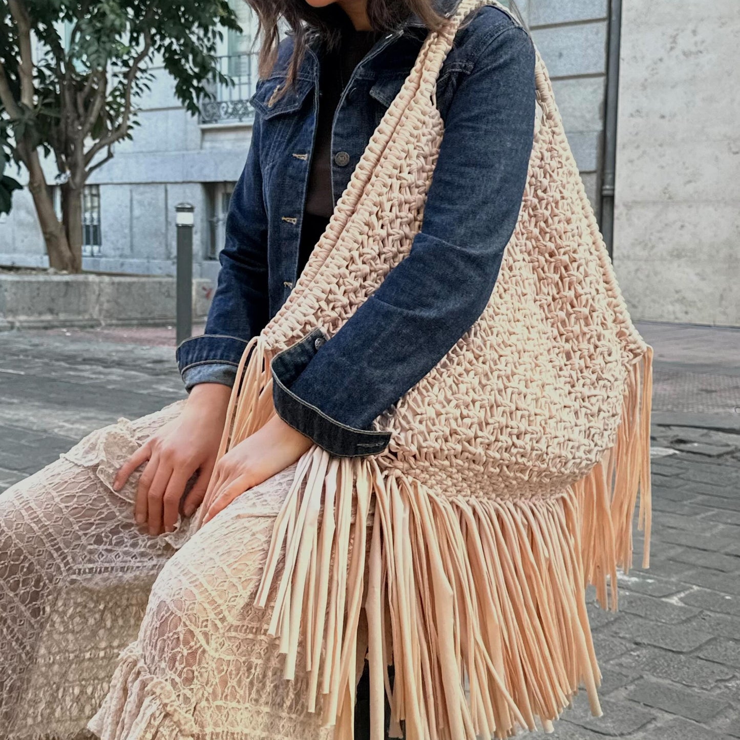 Knitted Woven Tasser Bag