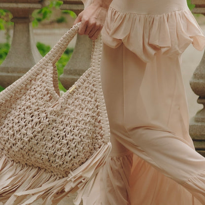 Knitted Woven Tasser Bag