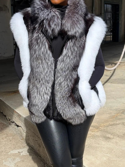 Faux Fox Fur Coat Vest