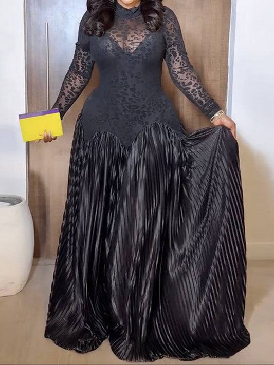 Fashion Sexy See-through Printed Maxi Dress