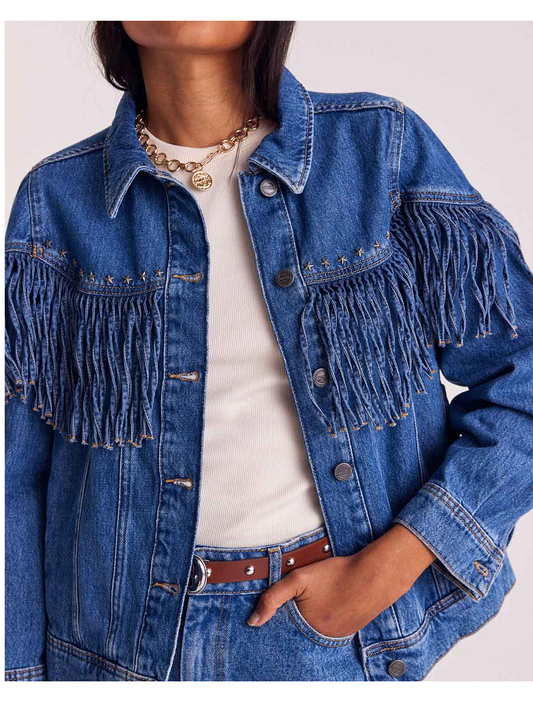 Denim Fringed Coat