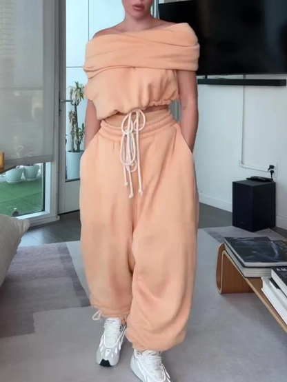 Cropped Hoodie Vest And Oversized Sweatpants